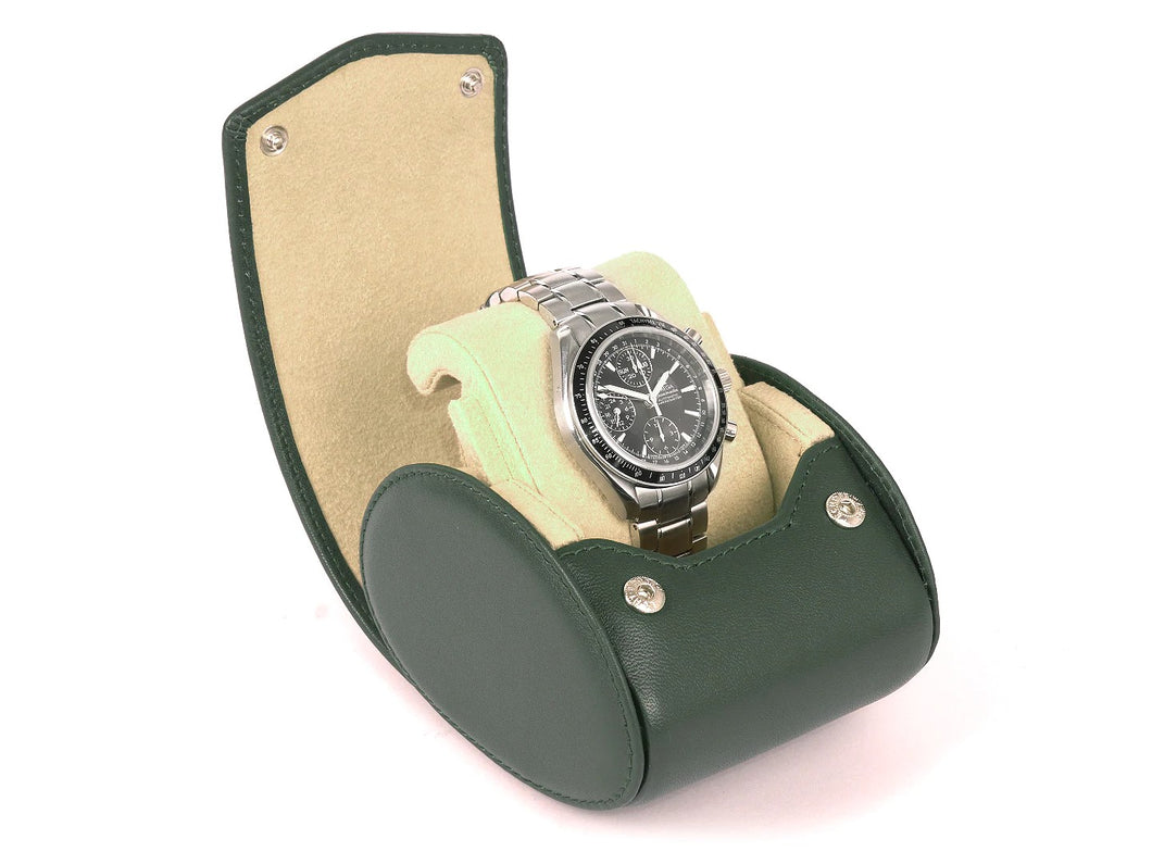 CARAPAZ LEATHER WATCH STORAGE CASE FOR 1 WATCH IN GREEN *