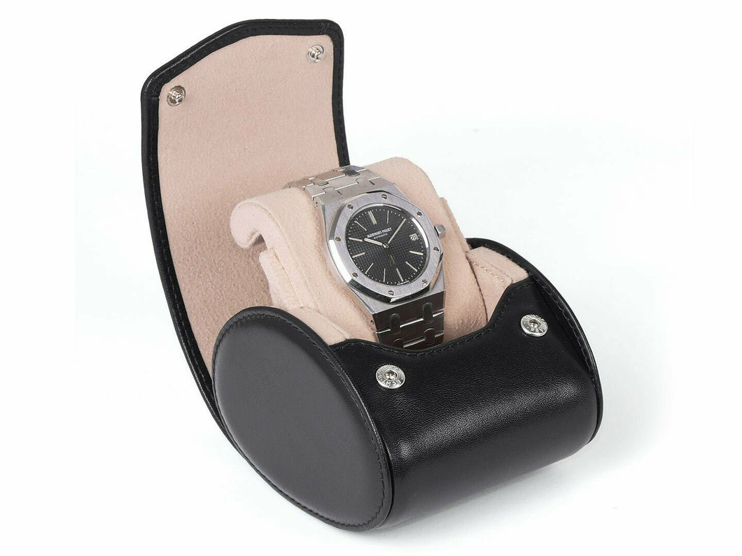 2-Watch Roll For Travel & Storage - Black Epsom Leather - Carapaz