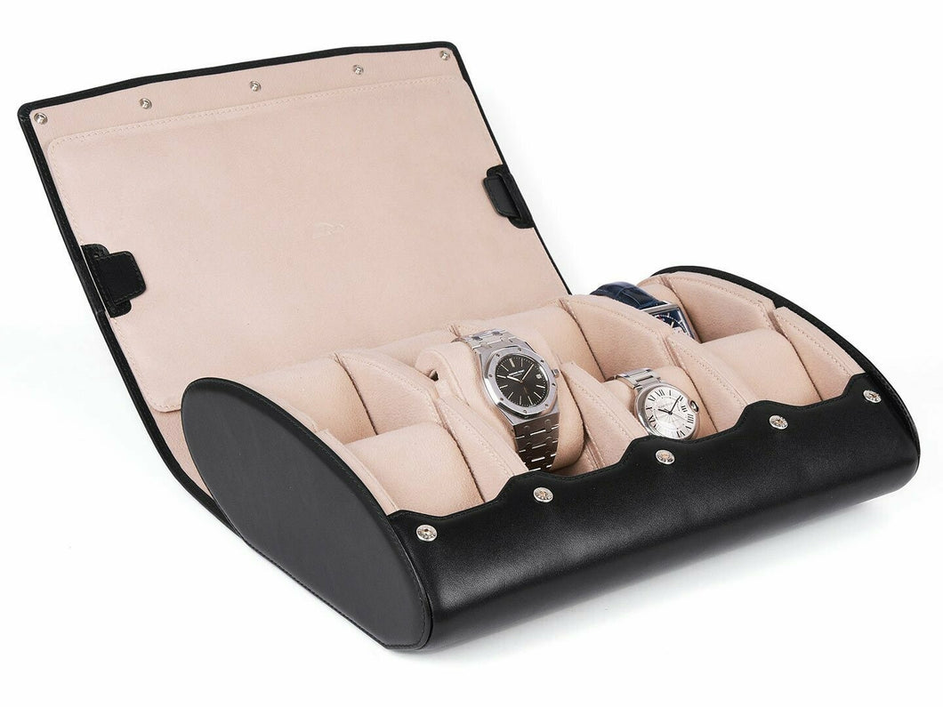 CARAPAZ LEATHER WATCH STORAGE CASE FOR 8 WATCHES IN BLACK