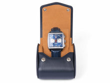 Load image into Gallery viewer, CARAPAZ LEATHER WATCH STORAGE CASE FOR 1 WATCH IN NAVY BLUE *
