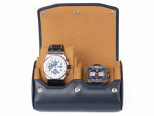 Load image into Gallery viewer, CARAPAZ LEATHER WATCH STORAGE CASE FOR 2 WATCHES IN NAVY BLUE
