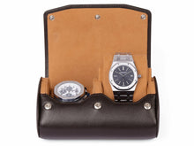 Load image into Gallery viewer, CARAPAZ LEATHER WATCH STORAGE CASE FOR 2 WATCHES IN DARK BROWN
