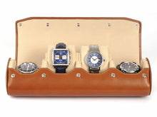 Load image into Gallery viewer, CARAPAZ LEATHER WATCH STORAGE CASE FOR 4 WATCHES IN COGNAC LIGHT BROWN
