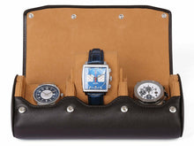 Load image into Gallery viewer, CARAPAZ LEATHER WATCH STORAGE CASE FOR 3 WATCHES IN DARK BROWN
