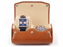 Load image into Gallery viewer, CARAPAZ LEATHER WATCH STORAGE CASE FOR 2 WATCHES IN GOGNAC LIGHT BROWN
