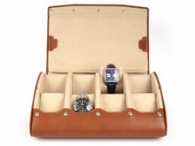 Load image into Gallery viewer, CARAPAZ LEATHER WATCH STORAGE CASE FOR 8 WATCHES IN COGNAC LIGHT BROWN
