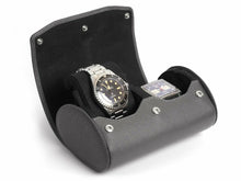 Load image into Gallery viewer, CARAPAZ LEATHER WATCH STORAGE CASE FOR 2 WATCHES IN GREY SAFFIANO
