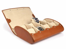 Load image into Gallery viewer, CARAPAZ LEATHER WATCH STORAGE CASE FOR 8 WATCHES IN COGNAC LIGHT BROWN
