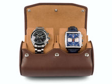 Load image into Gallery viewer, CARAPAZ LEATHER WATCH STORAGE CASE FOR 2 WATCHES IN MEDIUM BROWN
