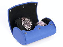 Load image into Gallery viewer, CARAPAZ LEATHER WATCH STORAGE CASE FOR 2 WATCHES IN BLUE EPSOM
