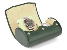 Load image into Gallery viewer, CARAPAZ LEATHER WATCH STORAGE CASE FOR 2 WATCHES IN GREEN *
