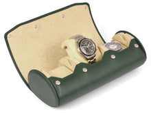 Load image into Gallery viewer, CARAPAZ LEATHER WATCH STORAGE CASE FOR 3 WATCHES IN GREEN
