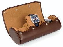 Load image into Gallery viewer, CARAPAZ LEATHER WATCH STORAGE CASE FOR 3 WATCHES IN BROWN
