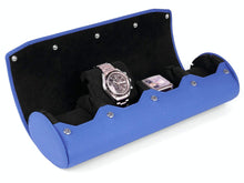 Load image into Gallery viewer, CARAPAZ LEATHER WATCH STORAGE CASE FOR 4 WATCHES IN BLUE EPSOM
