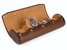Load image into Gallery viewer, CARAPAZ LEATHER WATCH STORAGE CASE FOR 4 WATCHES IN BROWN
