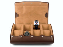 Load image into Gallery viewer, CARAPAZ LEATHER WATCH STORAGE CASE FOR 8 WATCHES IN DARK BROWN
